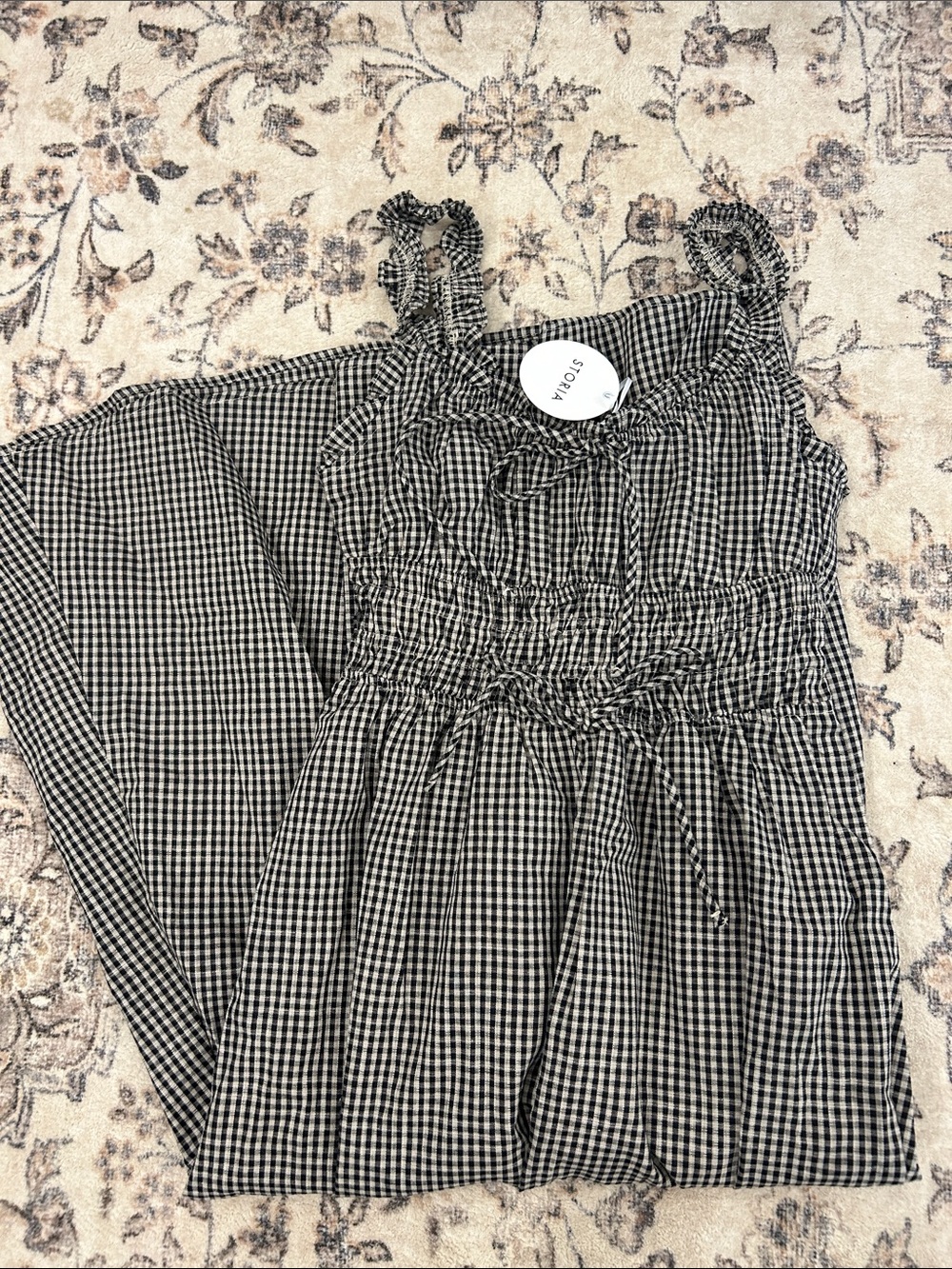 NWT! Storia Black and White Gingham Midi Dress